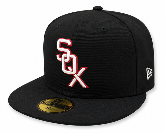 Chicago White Sox 1959 New Era Cooperstown Classics Black 59FIFTY Fitted Hat Official Team Hat Sports Fan Cap Official MLB Team Hat Baseball Fan Cap