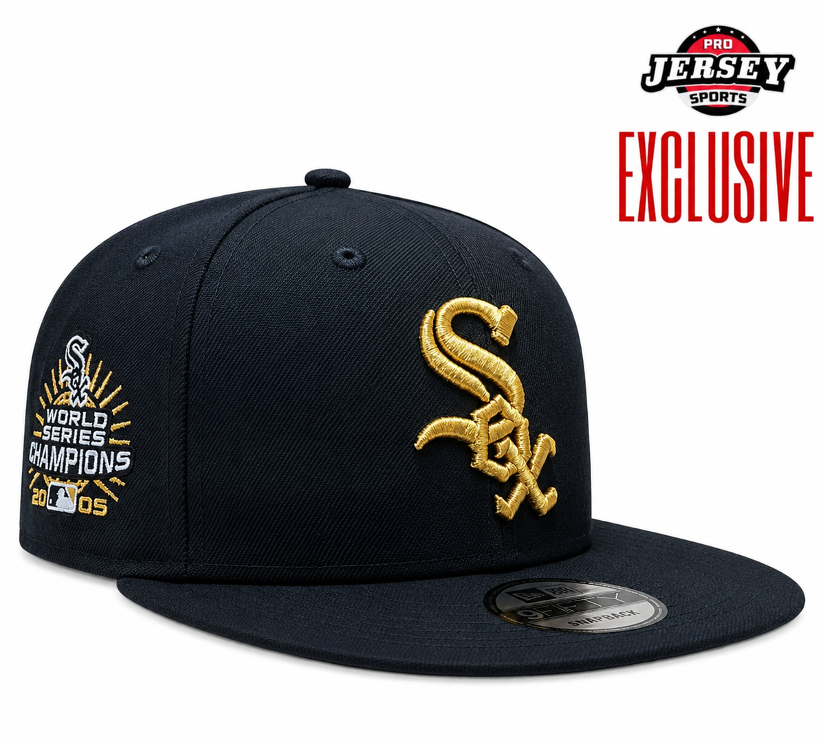 Mens Chicago White Sox New Era Black Gold Rush Cooperstown Collection Black and Gold 9FIFTY Snapback Hat Official Team Hat Sports Fan Cap Official MLB