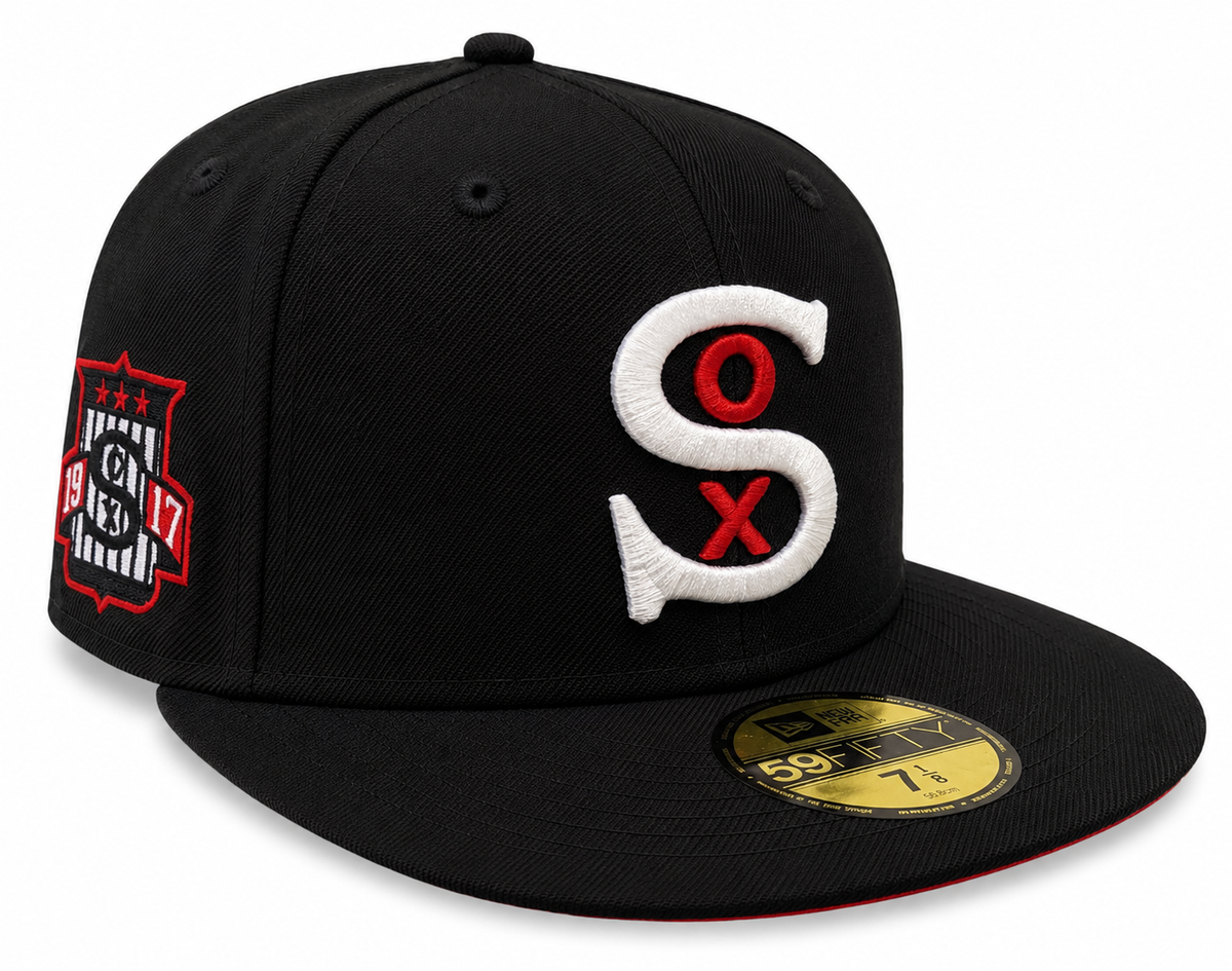 Chicago White Sox New Era Black Wool 1917 59FIFTY Fitted Hat Official Team Hat Sports Fan Cap Official MLB Team Hat Baseball Fan Cap