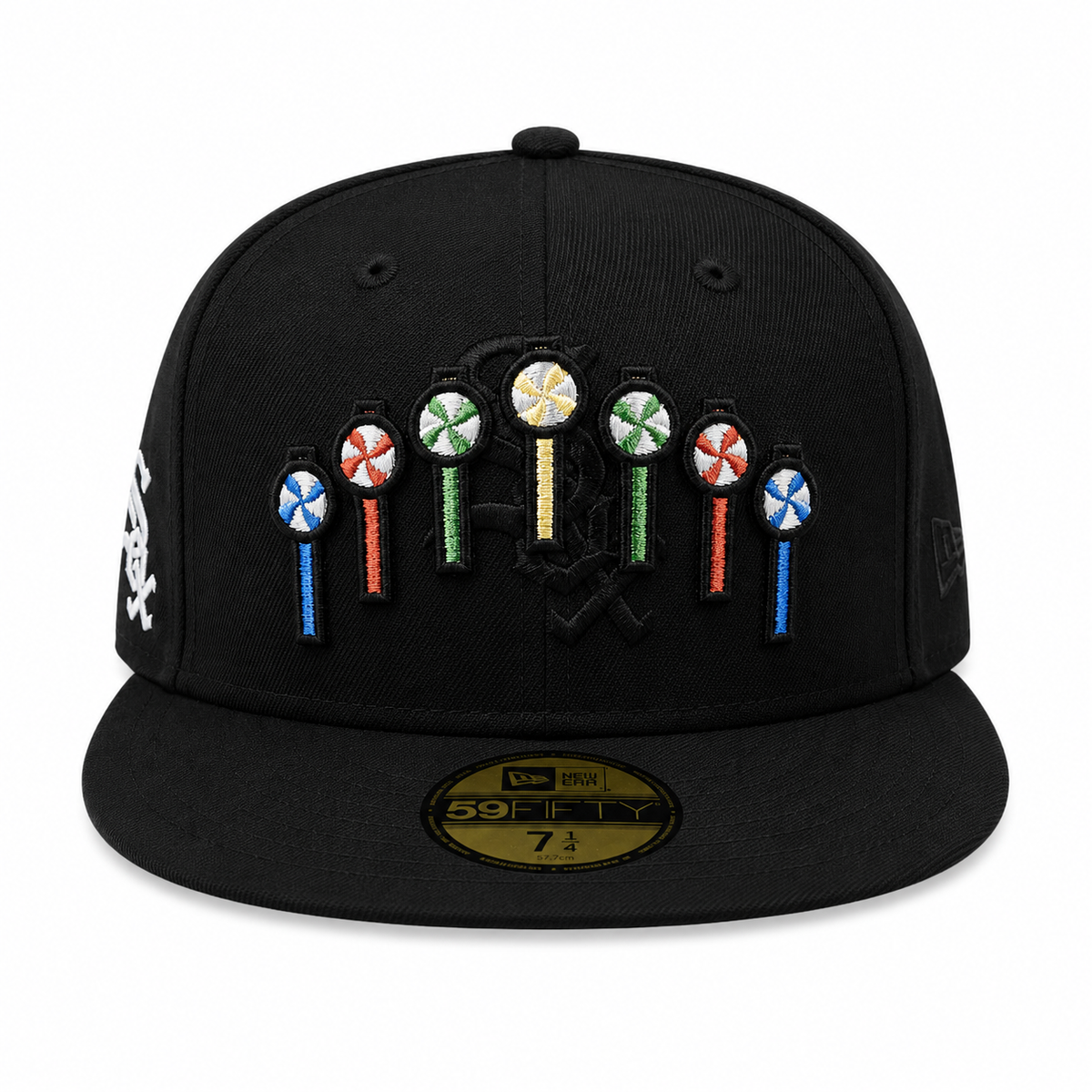 Chicago White Sox New Era Black Pinwheels 59FIFTY Fitted Hat Official Team Hat Sports Fan Cap Official MLB Team Hat Baseball Fan Cap