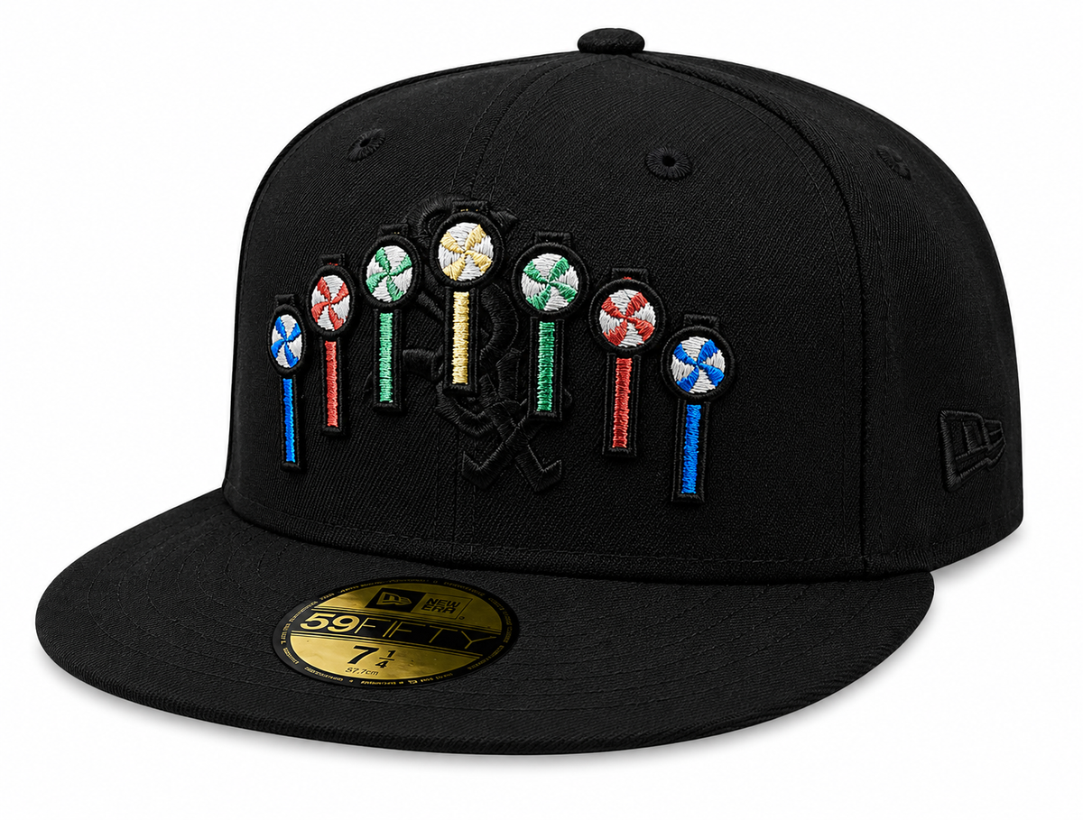 Chicago White Sox New Era Black Pinwheels 59FIFTY Fitted Hat Official Team Hat Sports Fan Cap Official MLB Team Hat Baseball Fan Cap