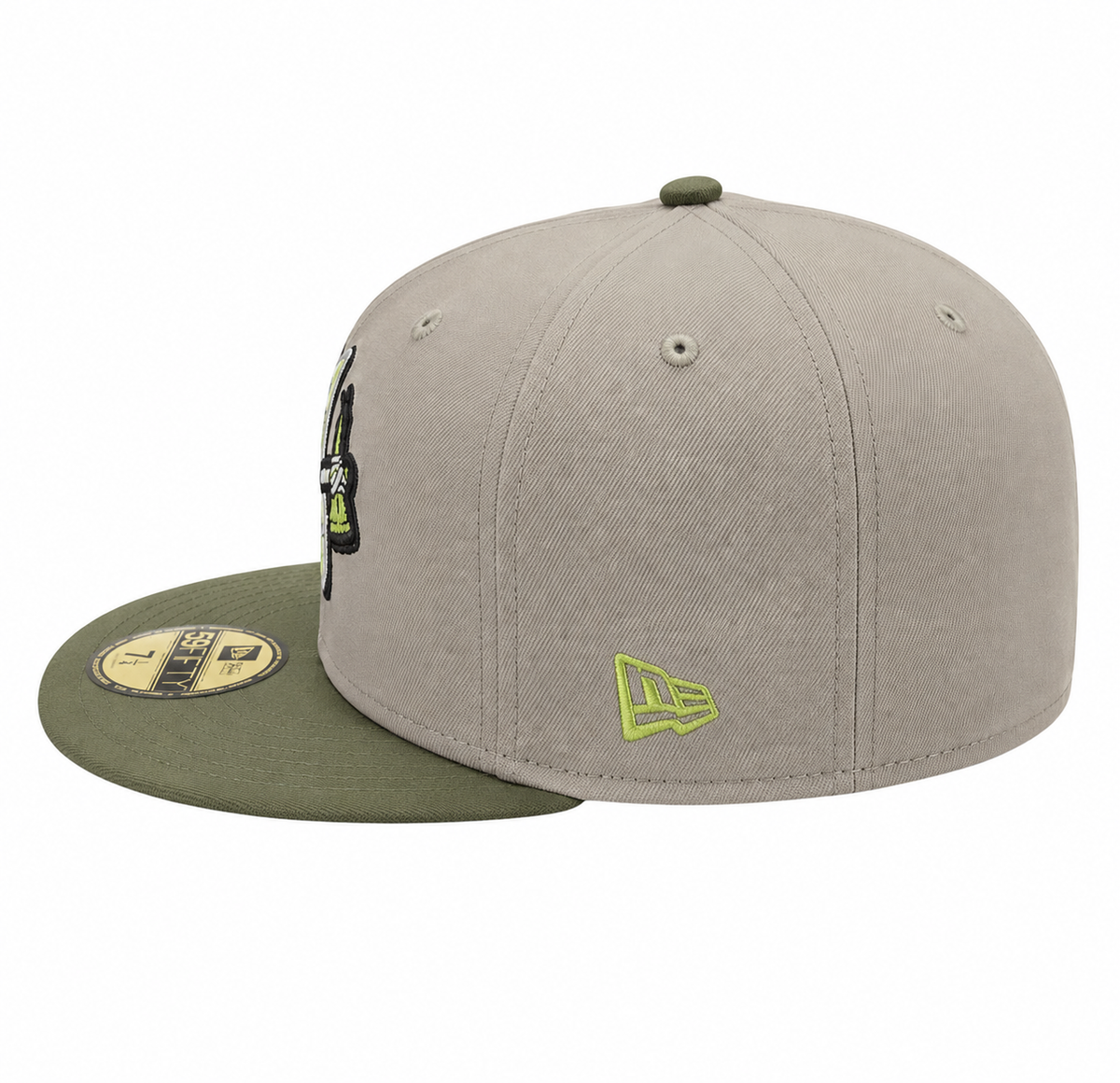Atlanta Braves New Era 2 Tone Stone Green Bark Sevendust Home inspired 59FIFTY Fitted Hat Official Team Hat Sports Fan Cap Official MLB Team Hat Baseb