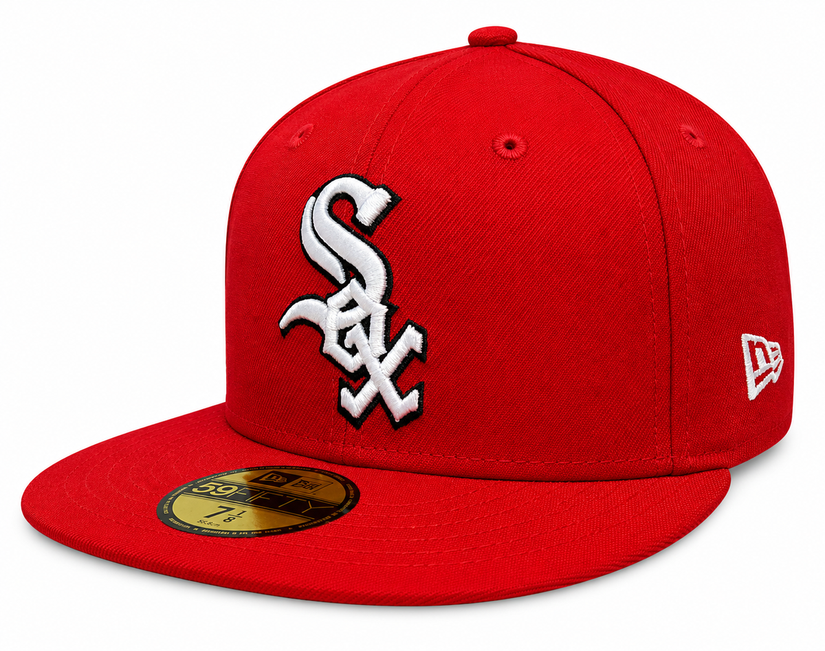 Chicago White Sox Primary Logo Red New Era 59FIFTY Fitted Hat Official Team Hat Sports Fan Cap Official MLB Team Hat Baseball Fan Cap