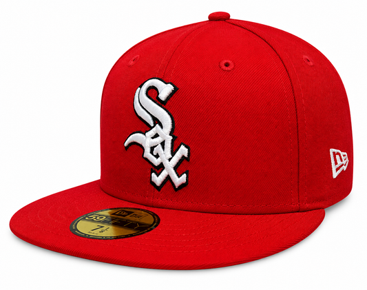 Chicago White Sox Primary Logo Red New Era 59FIFTY Fitted Hat Official Team Hat Sports Fan Cap Official MLB Team Hat Baseball Fan Cap