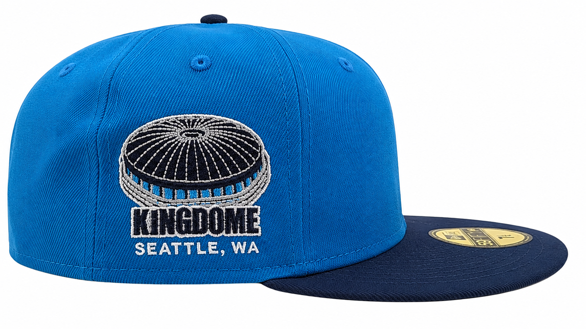 Seattle Mariners New Era 2 Tone Sunwash Ocean Blue Nirvana Nevermind Inspired 59FIFTY Fitted Hat Official Team Hat Sports Fan Cap Official MLB Team Ha
