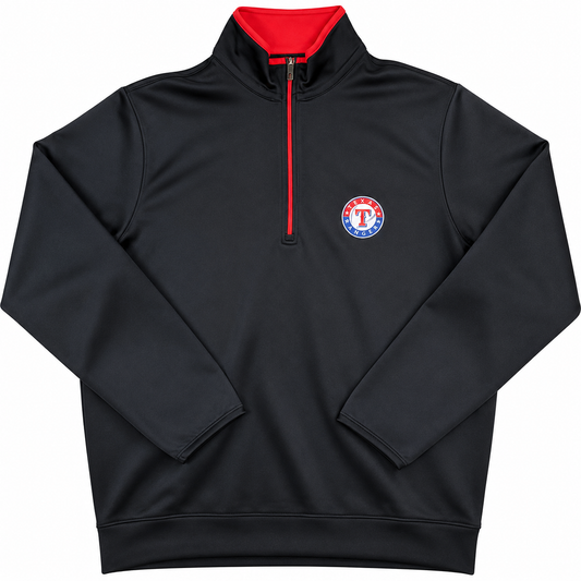 Men s Texas Rangers Antigua Navy Leader Quarter-Zip Pullover Jacket Official Sports Fan Gear Official MLB Team Apparel Baseball Fan Gear