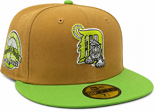 Detroit Tigers New Era Wheat Lime Cooper 59FIFTY Fitted Hat Official Team Hat Sports Fan Cap Official MLB Team Hat Baseball Fan Cap