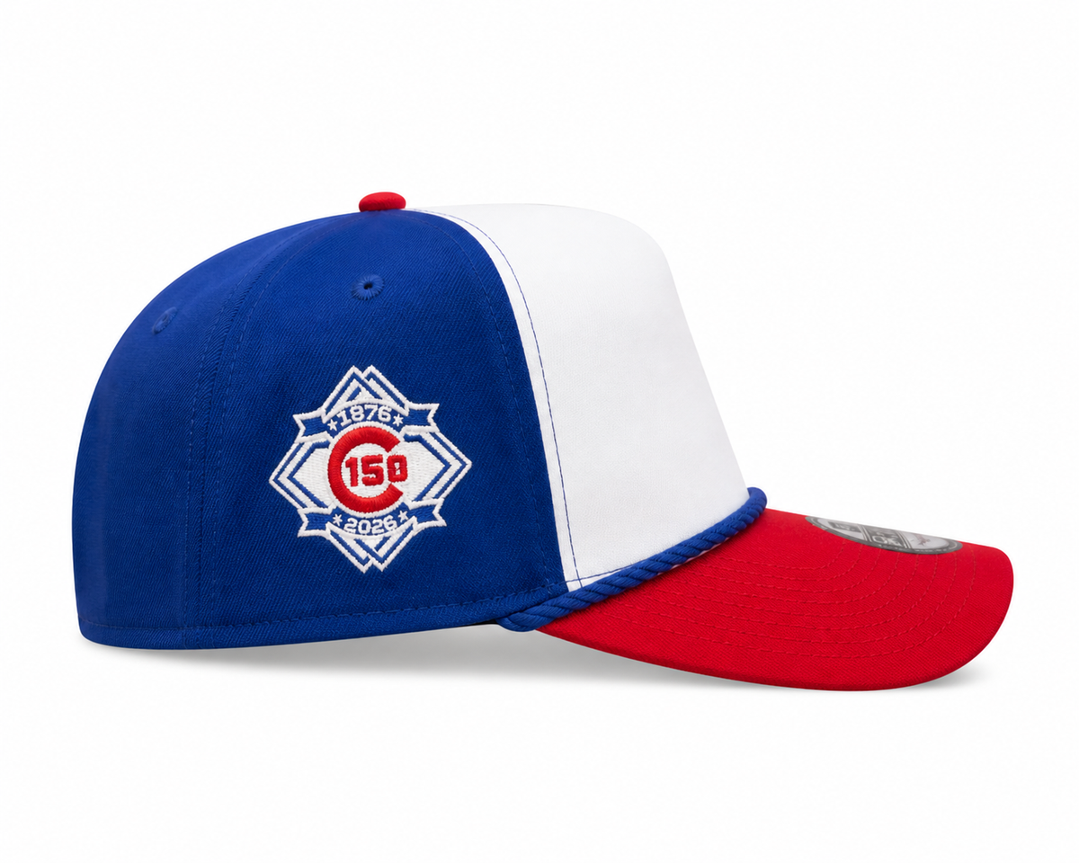 Chicago Cubs New Era Blue A-Frame 150th Anniversary Rope Waving Bear 9FIFTY Snapback Hat Official Team Hat Sports Fan Cap Official MLB Team Hat Baseba