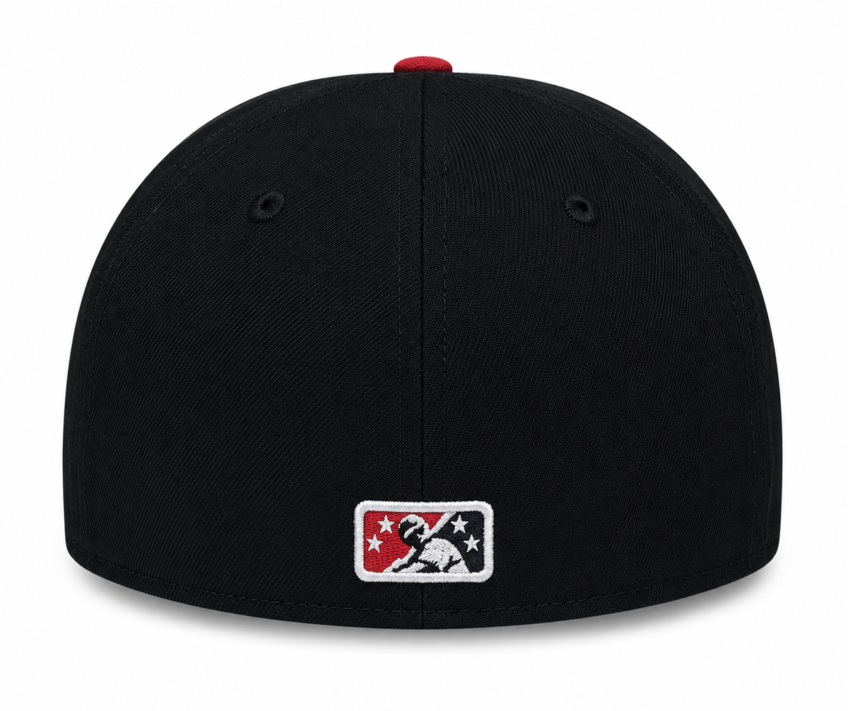 Iowa Cubs New Era MILB 2 Tone Black Red 59FIFTY Fitted Hat Official Team Hat Sports Fan Cap Official MLB Team Hat Baseball Fan Cap