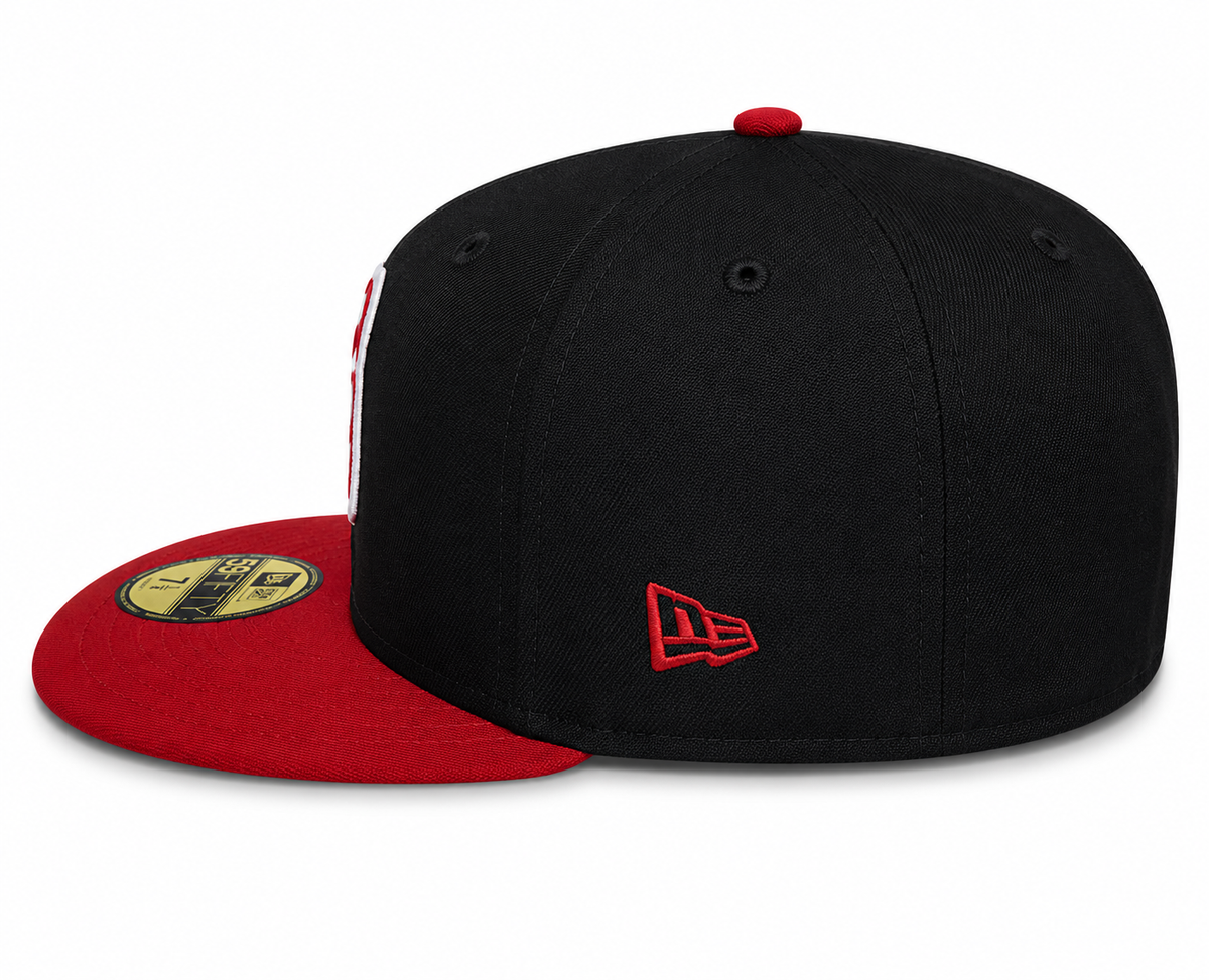 Iowa Cubs New Era MILB 2 Tone Black Red 59FIFTY Fitted Hat Official Team Hat Sports Fan Cap Official MLB Team Hat Baseball Fan Cap