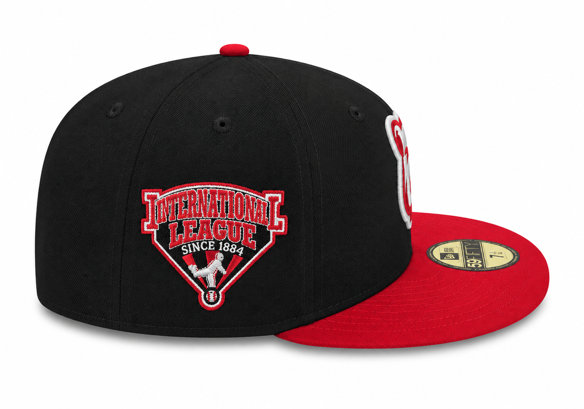 Iowa Cubs New Era MILB 2 Tone Black Red 59FIFTY Fitted Hat Official Team Hat Sports Fan Cap Official MLB Team Hat Baseball Fan Cap