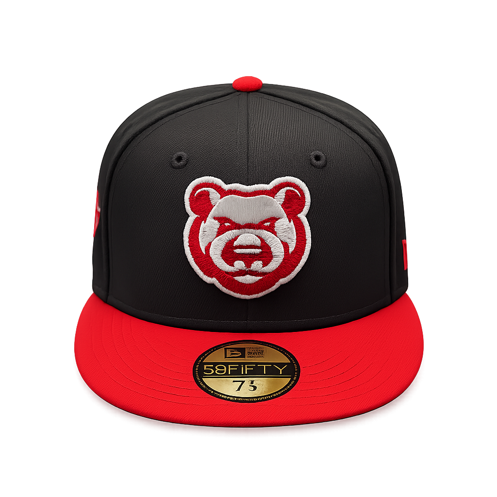 Iowa Cubs New Era MILB 2 Tone Black Red 59FIFTY Fitted Hat Official Team Hat Sports Fan Cap Official MLB Team Hat Baseball Fan Cap