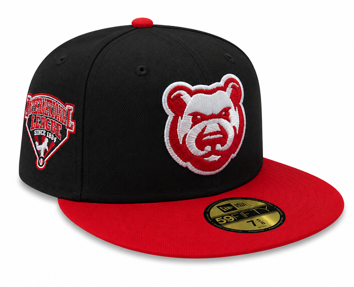 Iowa Cubs New Era MILB 2 Tone Black Red 59FIFTY Fitted Hat Official Team Hat Sports Fan Cap Official MLB Team Hat Baseball Fan Cap