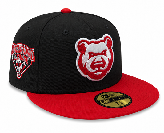 Iowa Cubs New Era MILB 2 Tone Black Red 59FIFTY Fitted Hat Official Team Hat Sports Fan Cap Official MLB Team Hat Baseball Fan Cap