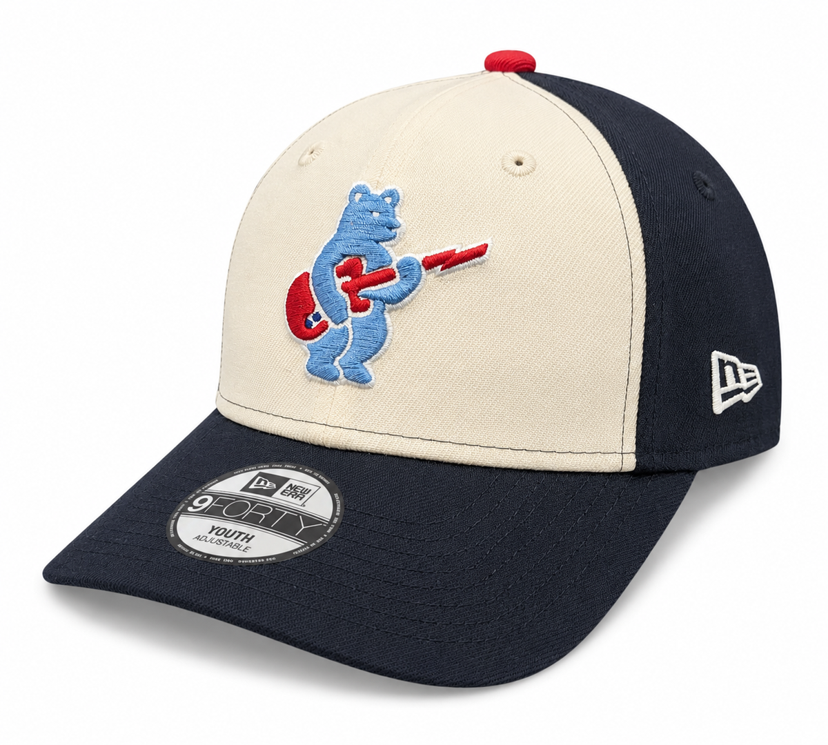 Youth Chicago Cubs Alternate 2 Guitar Bear 9FORTY Adjustable Chrome Navy Blue Cap By New Era Official Team Hat Sports Fan Cap Official MLB Team Hat Ba