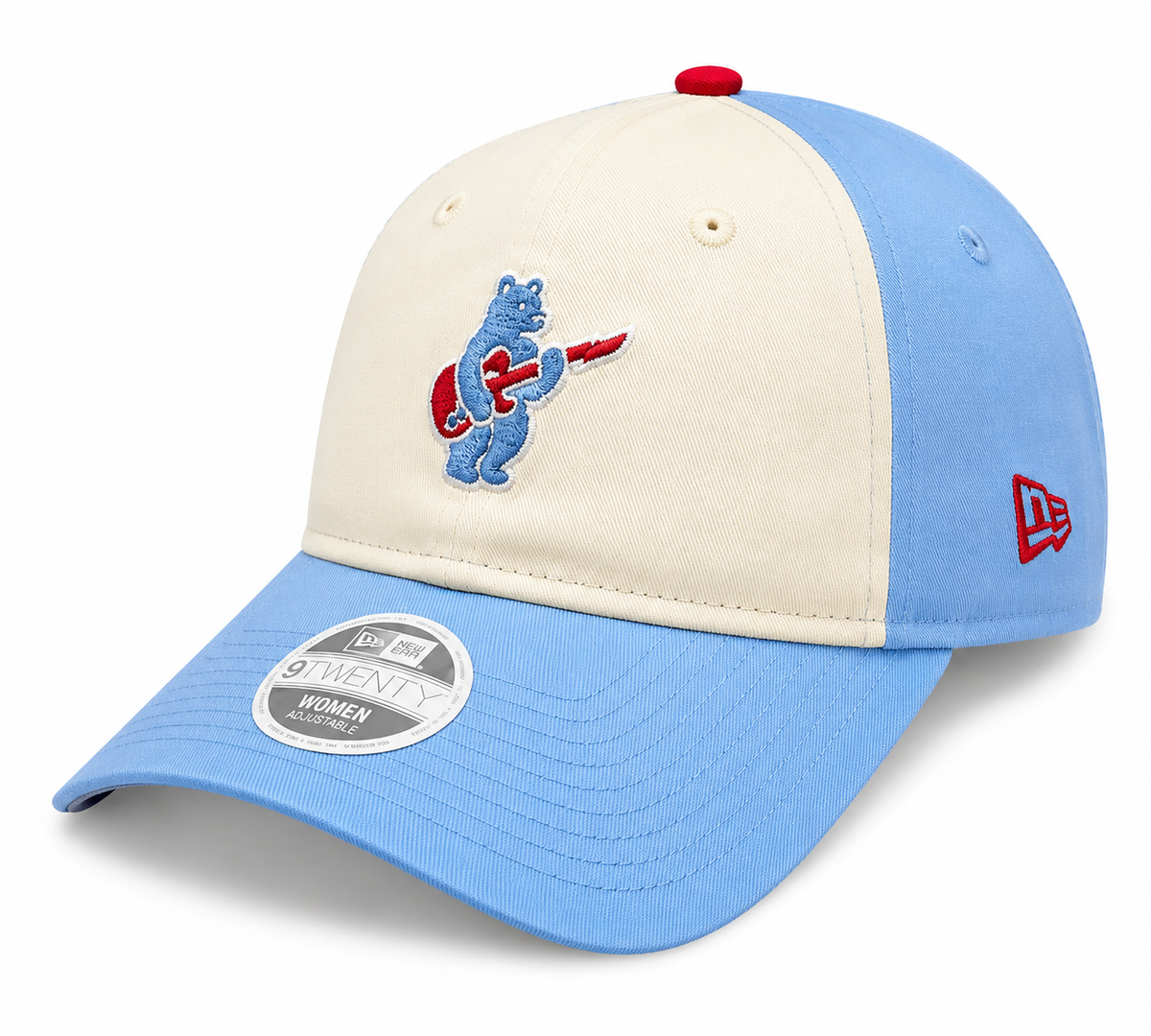 Women s Chicago Cubs Guitar Bear Alternate Micro Baby Blue New Era 9TWENTY Adjustable Hat Official Team Hat Sports Fan Cap Official MLB Team Hat Baseb