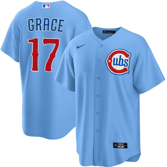 NIKE Men s Chicago Cubs Mark Grace 17 Light Blue 2nd Alternate Replica Jersey Official Team Jersey Sports Fan Apparel Official MLB Team Apparel Baseba