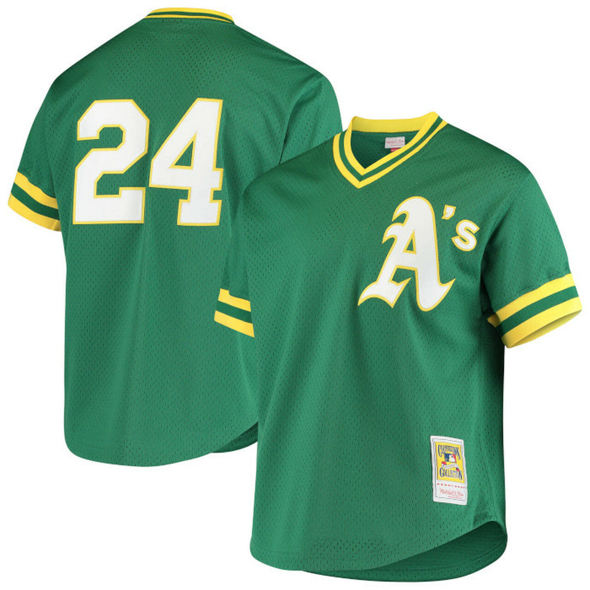 Men s Oakland Athletics Rickey Henderson 1991 Mitchell And Ness Green Cooperstown 1987 Mesh Batting Practice Jersey Official Team Jersey Sports Fan Ap