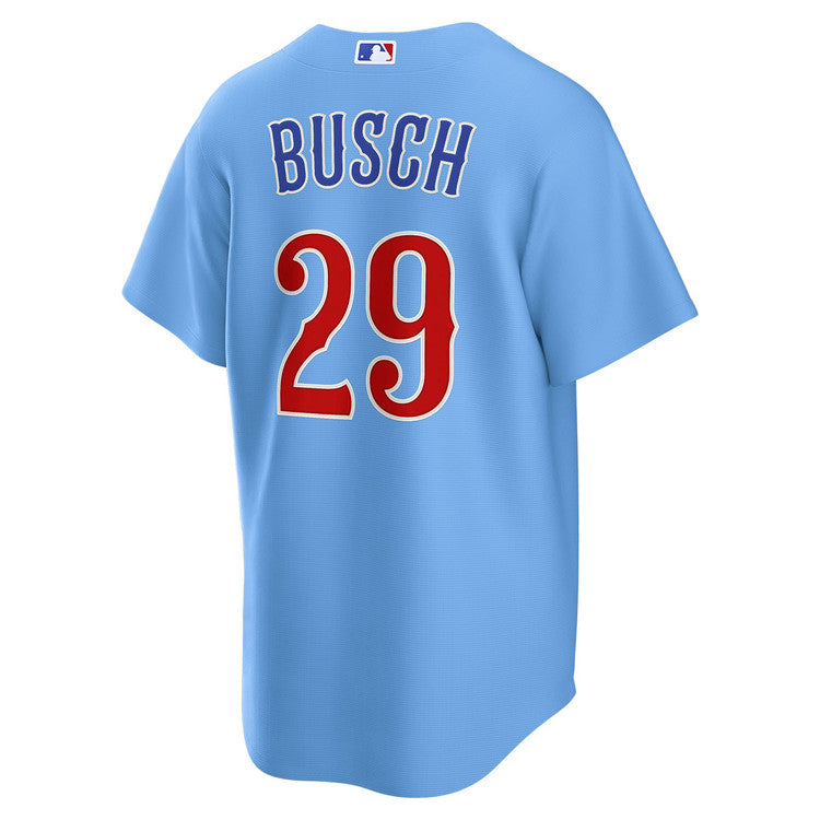 NIKE Men s Chicago Cubs Michael Busch 29 Light Blue 2nd Alternate Replica Jersey Official Team Jersey Sports Fan Apparel Official MLB Team Apparel Bas
