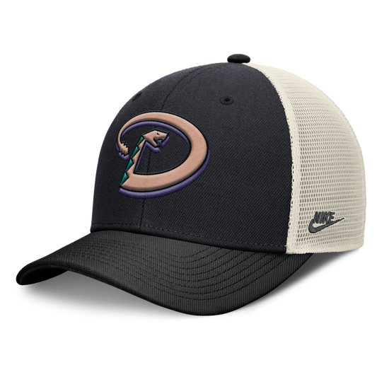 Arizona Diamondbacks Nike Rise Black Adjustable Snapback Trucker Hat Official Team Hat Sports Fan Cap Official MLB Team Hat Baseball Fan Cap