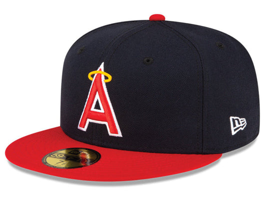 Men s Anaheim Angels New Era Navy Red Alternate On-Field 59FIFTY Fitted Hat Official Team Hat Sports Fan Cap Official MLB Team Hat Baseball Fan Cap