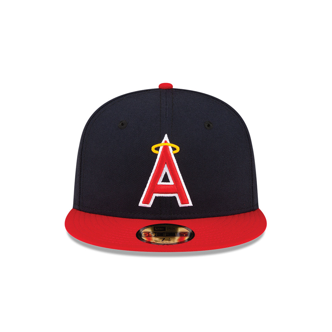 Men s Anaheim Angels New Era Navy Red Alternate On-Field 59FIFTY Fitted Hat Official Team Hat Sports Fan Cap Official MLB Team Hat Baseball Fan Cap