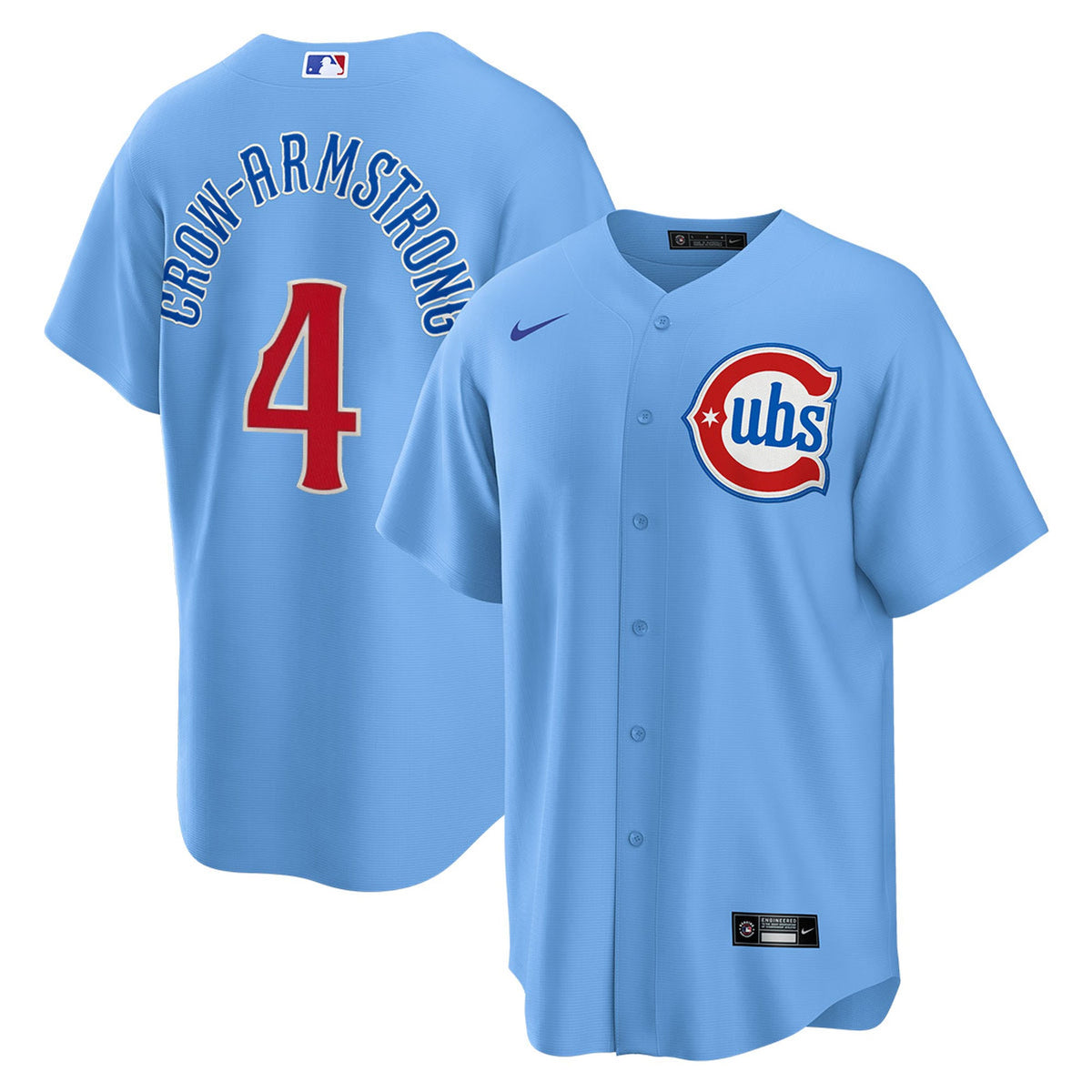 NIKE Men s Chicago Cubs Pete Crow-Armstrong 4 Light Blue 2nd Alternate Replica Jersey Official Team Jersey Sports Fan Apparel Official MLB Team Appare