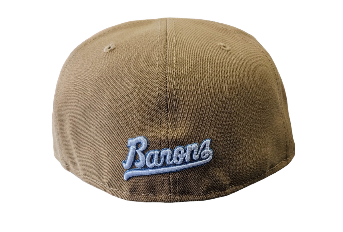 Birmingham Barons Biff New Era Southern League Khaki Black Olive 59FIFTY Fitted Hat Official Team Hat Sports Fan Cap Official MLB Team Hat Baseball Fa