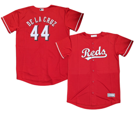 Youth Cincinnati Reds Elly De La Cruz MLB Red Alternate Screen Print Replica Jersey Official Team Jersey Sports Fan Apparel Official MLB Team Apparel