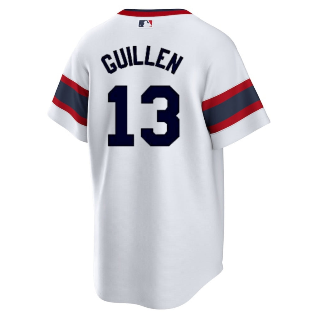 NIKE Men s Ozzie Guillen Chicago White Sox 1983 Home White Premium Lettering Replica Jersey Official Team Jersey Sports Fan Apparel Official MLB Team