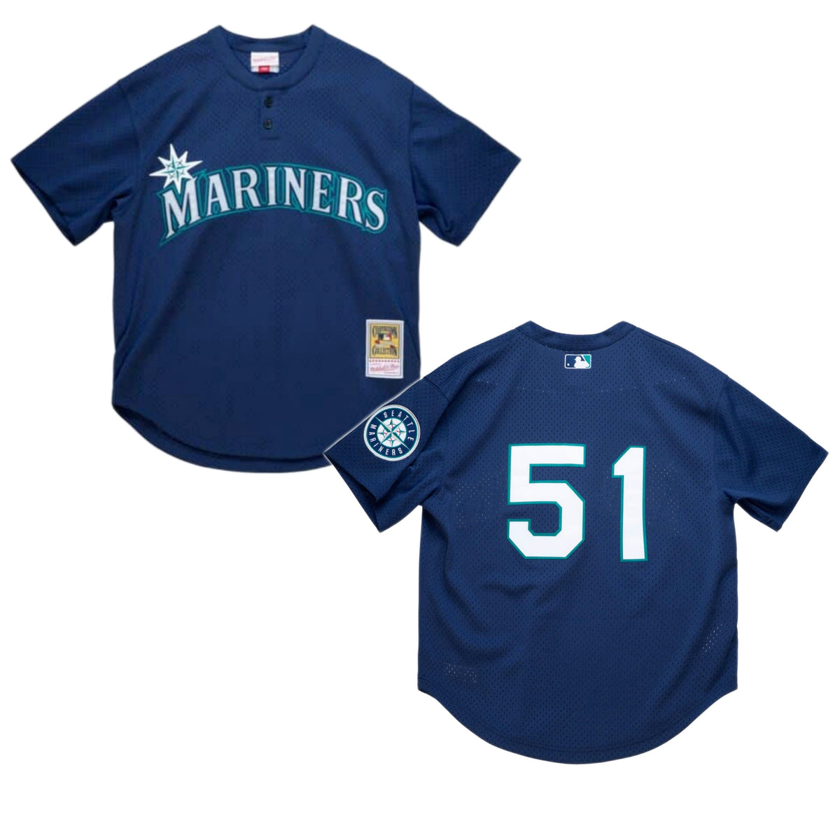 Men s Seattle Mariners Ichiro Suzuki 2002 Mitchell And Ness Navy Cooperstown Collection Mesh Batting Practice Jersey Official Team Jersey Sports Fan A