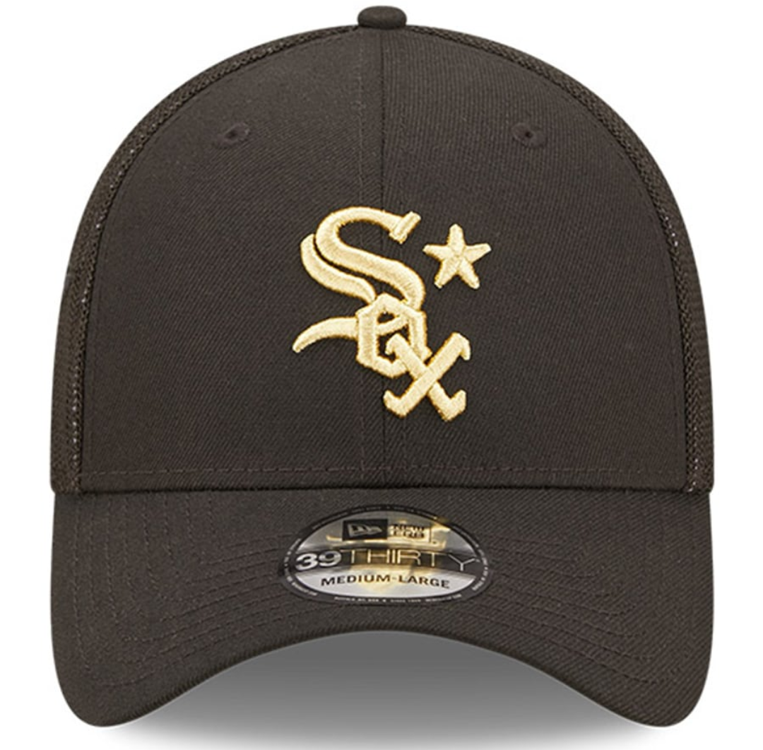 Chicago White Sox New Era 2022 All Star Game Black Gold 39THIRTY Flex Fit Hat Official Team Hat Sports Fan Cap Official MLB Team Hat Baseball Fan Cap