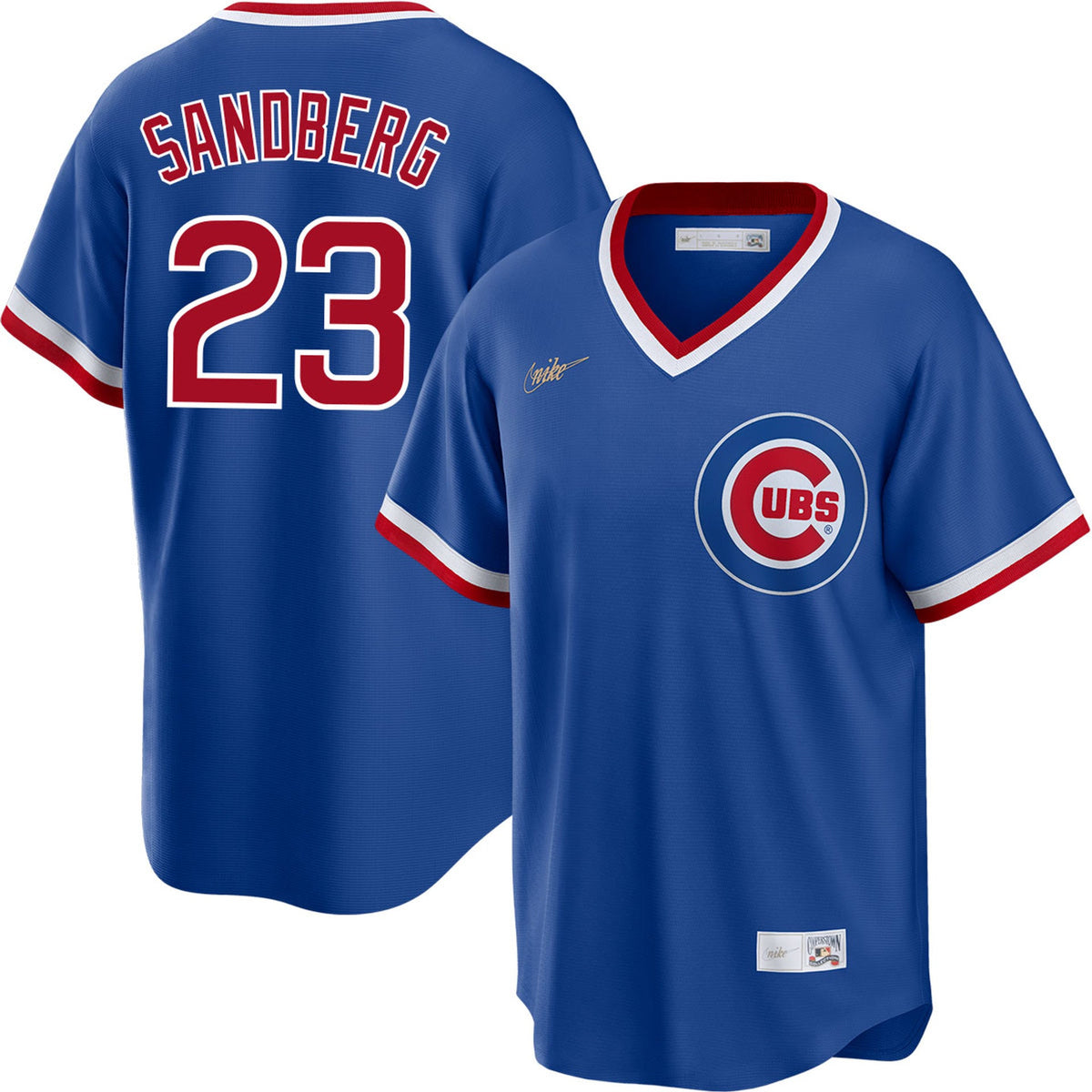 NIKE Men s Chicago Cubs Ryne Sandberg 1984 Cooperstown Collection Blue Alternate Replica Premium Twill Jersey Official Team Jersey Sports Fan Apparel