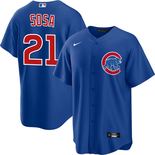 NIKE Men s Sammy Sosa Chicago Cubs Alternate Blue Premium Twill Replica Jersey Official Team Jersey Sports Fan Apparel Official MLB Team Apparel Baseb