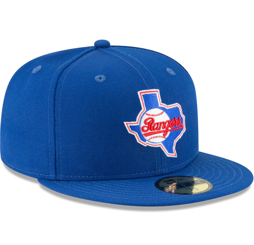 Men s Texas Rangers New Era Blue Cooperstown Collection Wool 59FIFTY Fitted Hat Official Team Hat Sports Fan Cap Official MLB Team Hat Baseball Fan Ca
