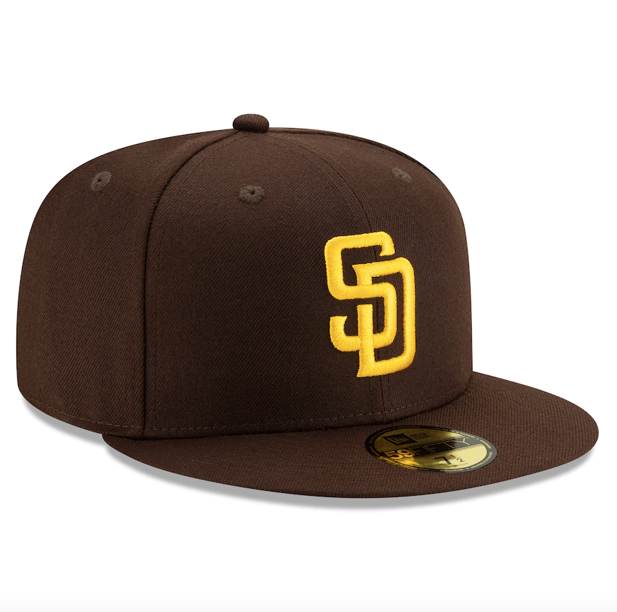 Men s San Diego Padres New Era Brown Authentic Collection On-Field 59FIFTY Fitted Hat Official Team Hat Sports Fan Cap Official MLB Team Hat Baseball