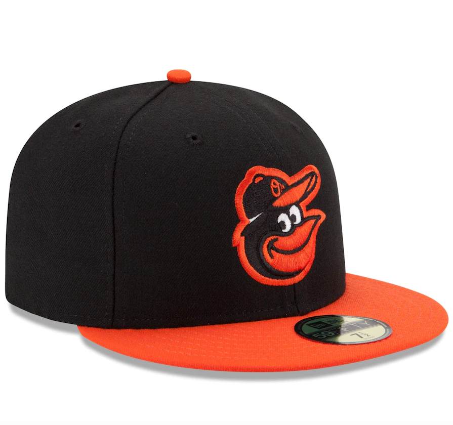 Men s Baltimore Orioles New Era Black Orange Road Authentic Collection On-Field 59FIFTY Fitted Hat Official Team Hat Sports Fan Cap Official MLB Team