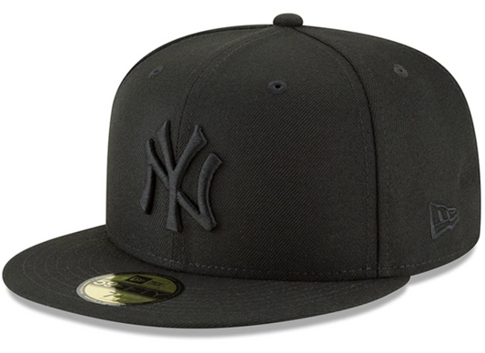 New York Yankees Tonal Black On Black 59Fifty Fitted Hat Official Team Hat Sports Fan Cap Official MLB Team Hat Baseball Fan Cap