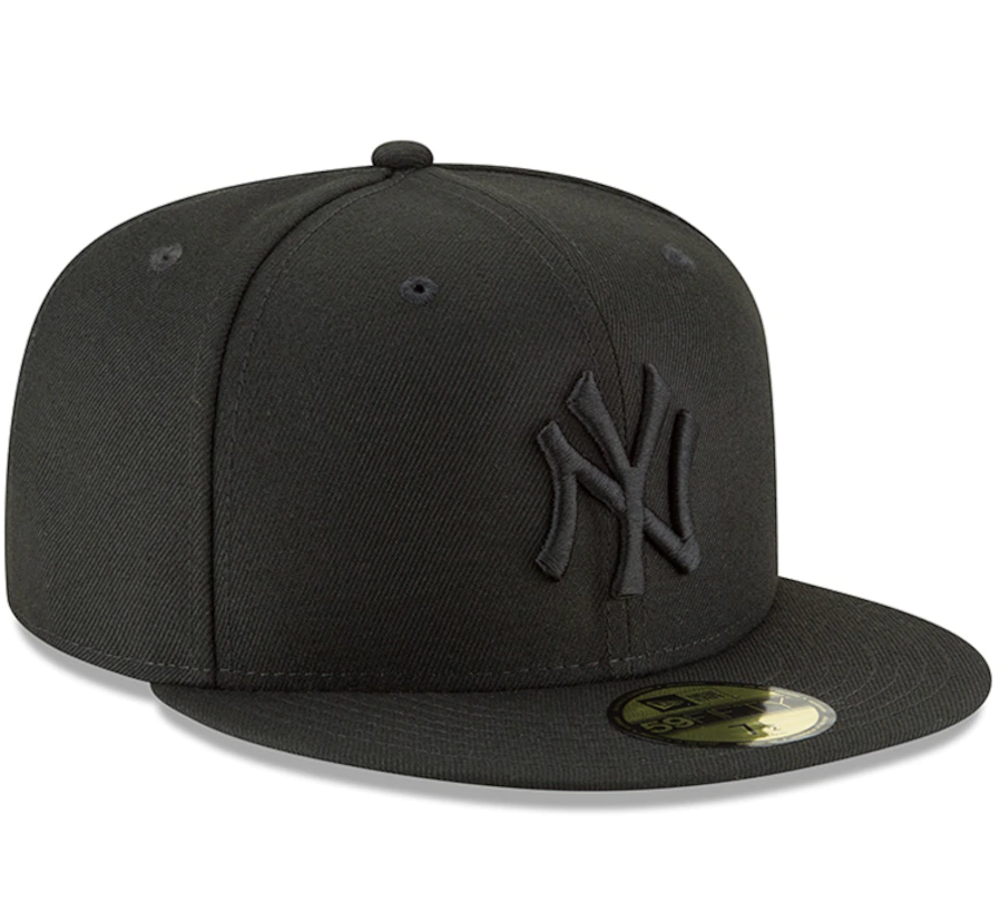 New York Yankees Tonal Black On Black 59Fifty Fitted Hat Official Team Hat Sports Fan Cap Official MLB Team Hat Baseball Fan Cap