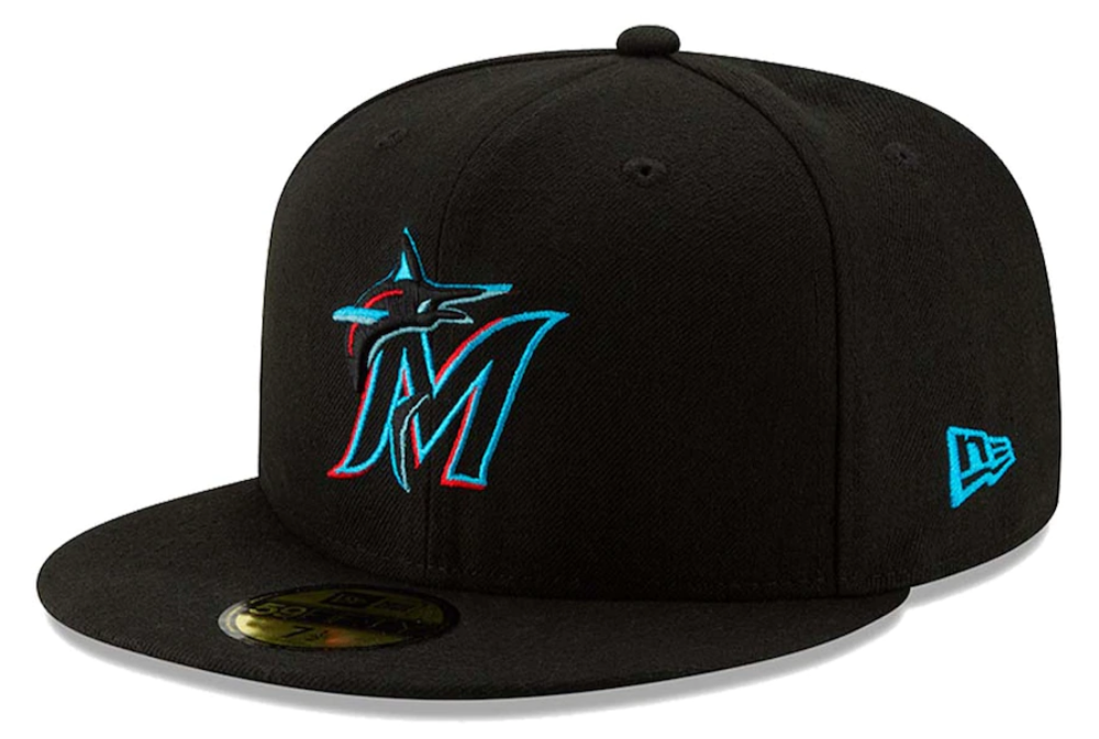 Men s Miami Marlins New Era Black Authentic Collection On-Field 59FIFTY Fitted Hat Official Team Hat Sports Fan Cap Official MLB Team Hat Baseball Fan