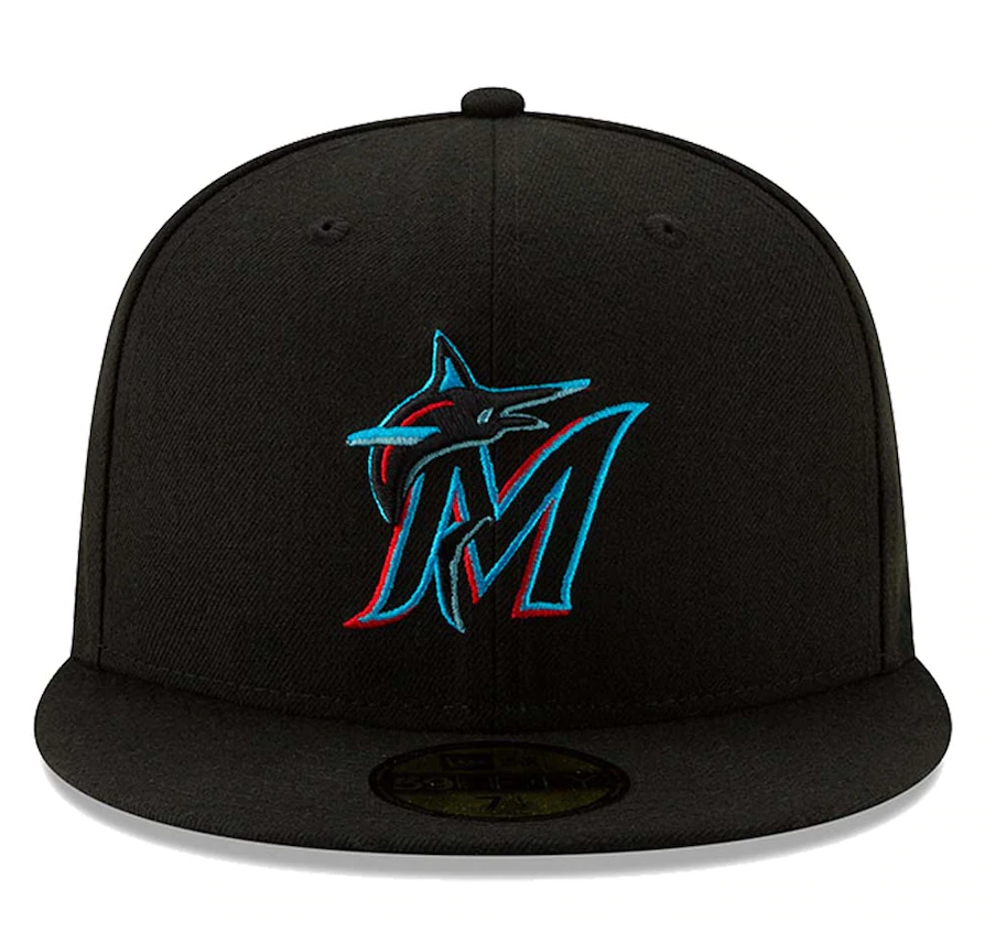 Men s Miami Marlins New Era Black Authentic Collection On-Field 59FIFTY Fitted Hat Official Team Hat Sports Fan Cap Official MLB Team Hat Baseball Fan