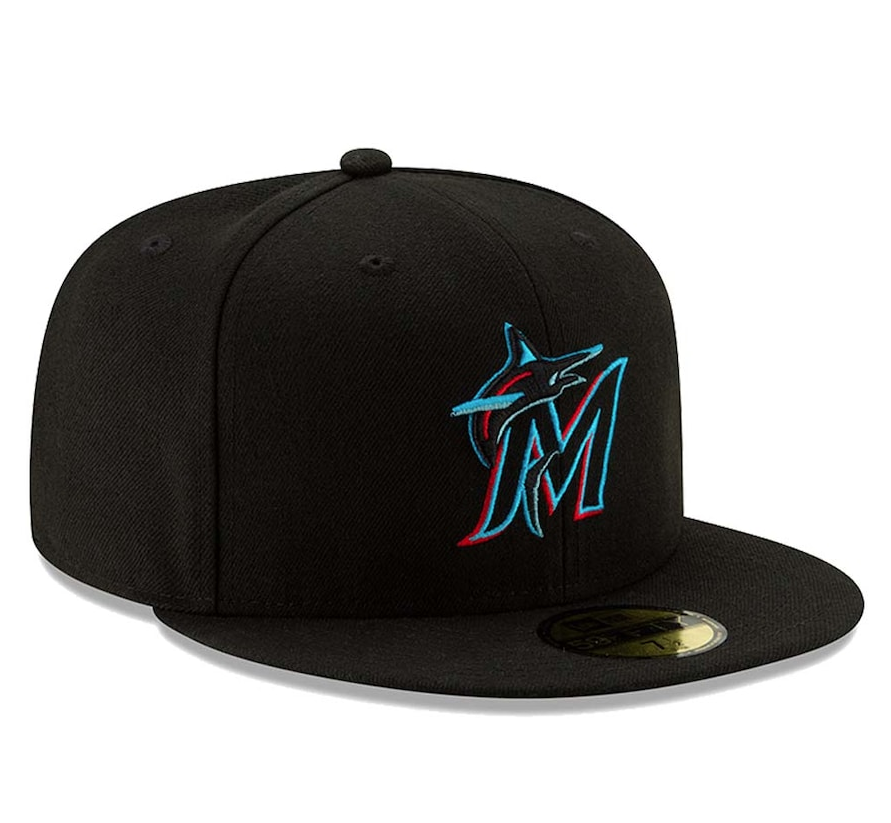 Men s Miami Marlins New Era Black Authentic Collection On-Field 59FIFTY Fitted Hat Official Team Hat Sports Fan Cap Official MLB Team Hat Baseball Fan
