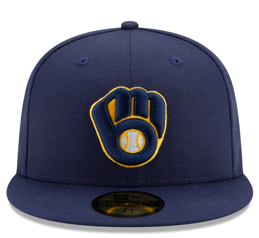 Men s Milwaukee Brewers New Era Navy Home Authentic Collection On-Field 59FIFTY Fitted Hat Official Team Hat Sports Fan Cap Official MLB Team Hat Base