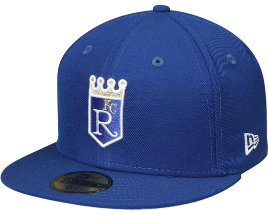 Men s Kansas City Royals New Era Royal Cooperstown Collection Wool 59FIFTY Fitted Hat Official Team Hat Sports Fan Cap Official MLB Team Hat Baseball