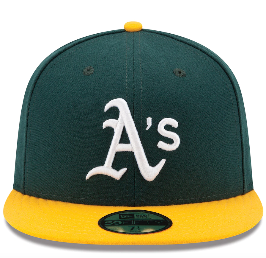 Men s Athletics New Era Green Yellow Home Authentic Collection On-Field 59FIFTY Fitted Hat Official Team Hat Sports Fan Cap Official MLB Team Hat Base