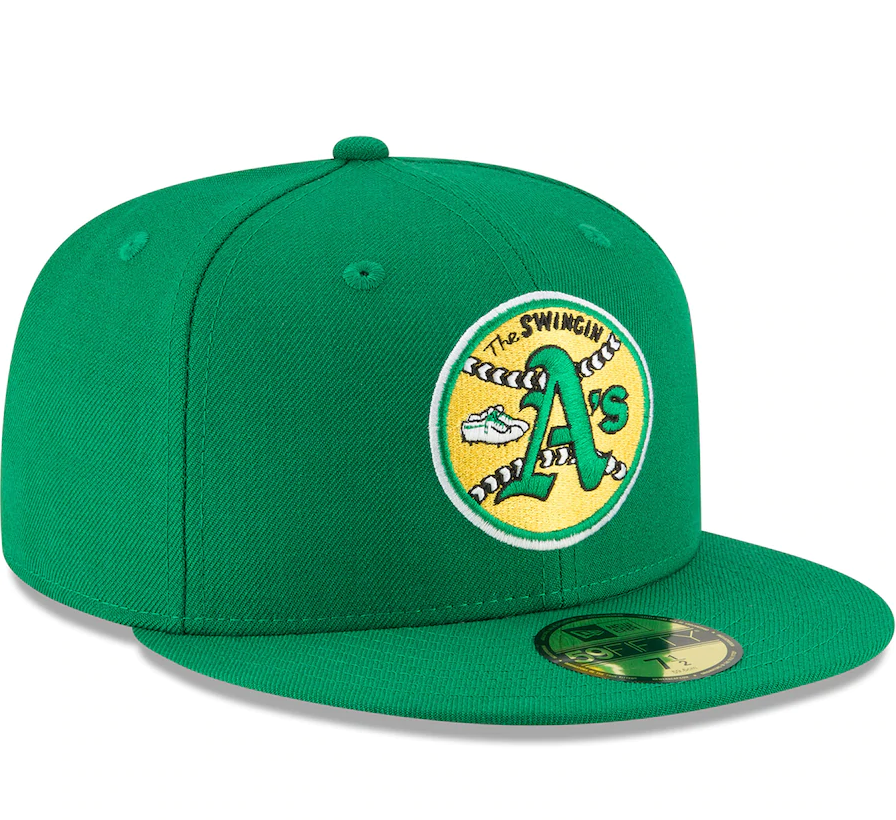 Men s Oakland Athletics New Era Green Cooperstown Collection Wool 59FIFTY Fitted Hat Official Team Hat Sports Fan Cap Official MLB Team Hat Baseball F