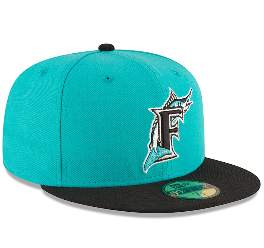 Men s Florida Marlins New Era Aqua 1997 World Series Wool 59FIFTY Fitted Hat Official Team Hat Sports Fan Cap Official MLB Team Hat Baseball Fan Cap
