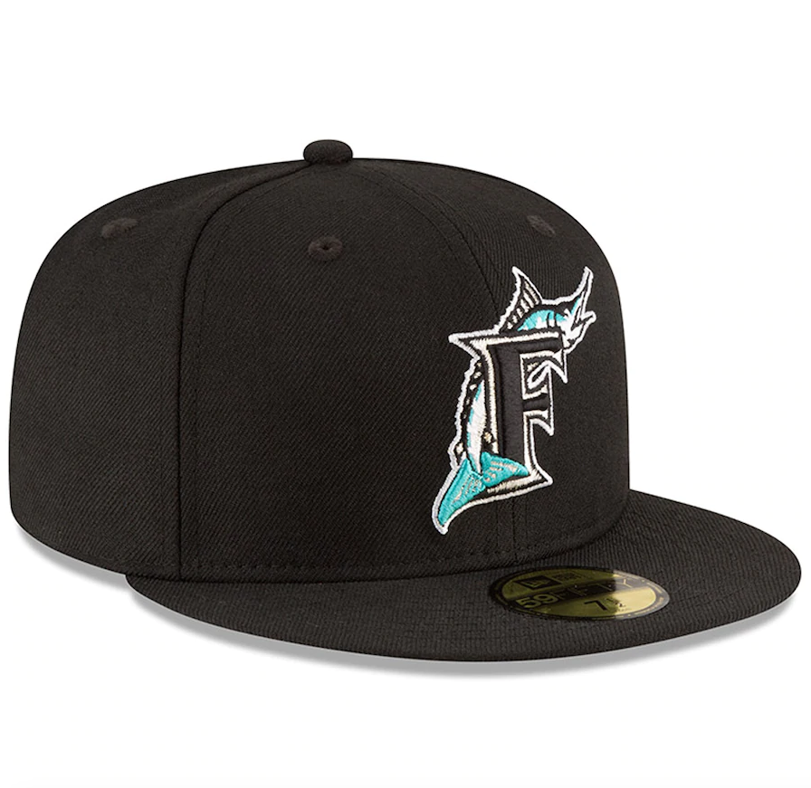 Men s Florida Marlins New Era Black 1997 World Series Wool 59FIFTY Fitted Hat Official Team Hat Sports Fan Cap Official MLB Team Hat Baseball Fan Cap