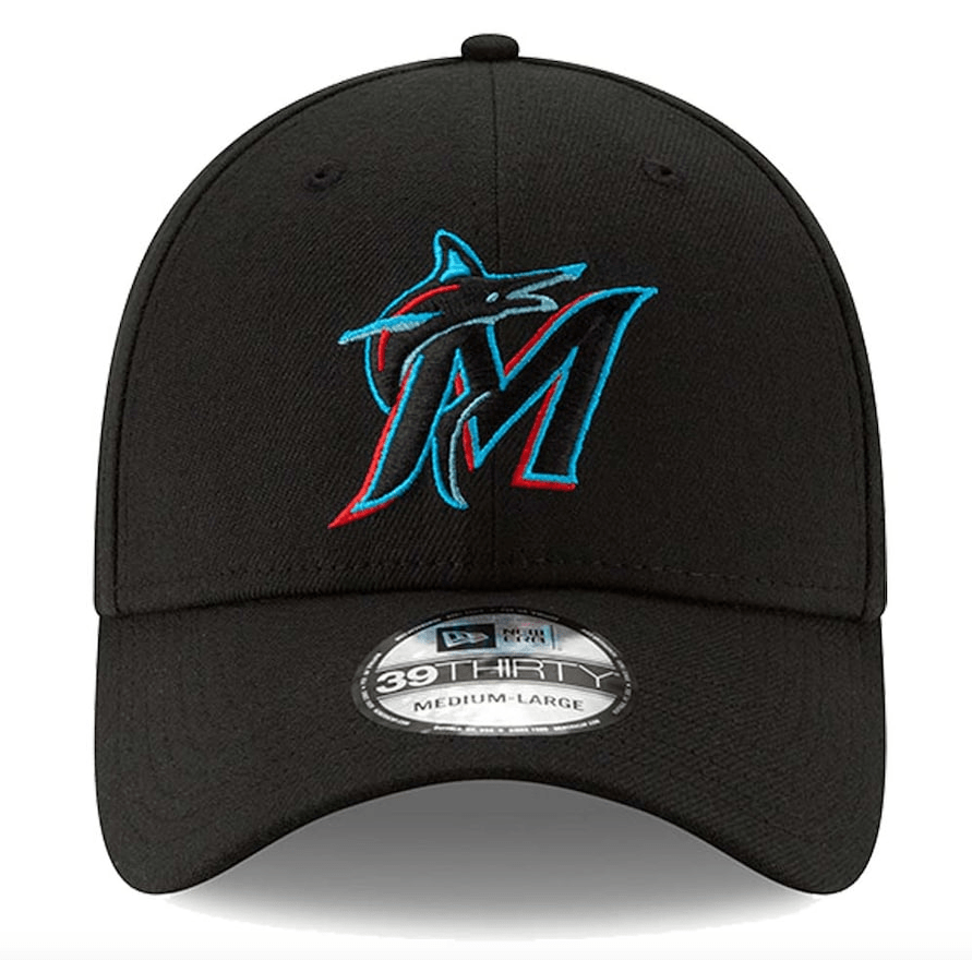 Men s Miami Marlins New Era Black Team Classic 39THIRTY Flex Hat Official Team Hat Sports Fan Cap Official MLB Team Hat Baseball Fan Cap
