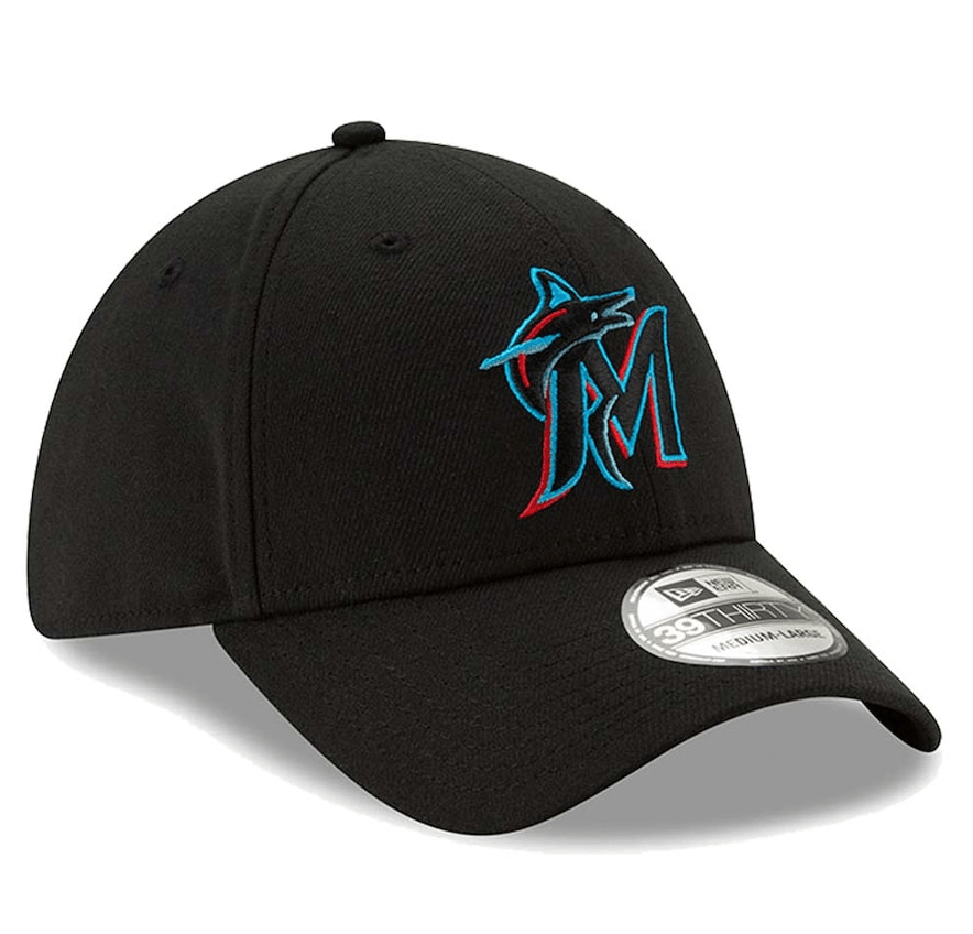 Men s Miami Marlins New Era Black Team Classic 39THIRTY Flex Hat Official Team Hat Sports Fan Cap Official MLB Team Hat Baseball Fan Cap